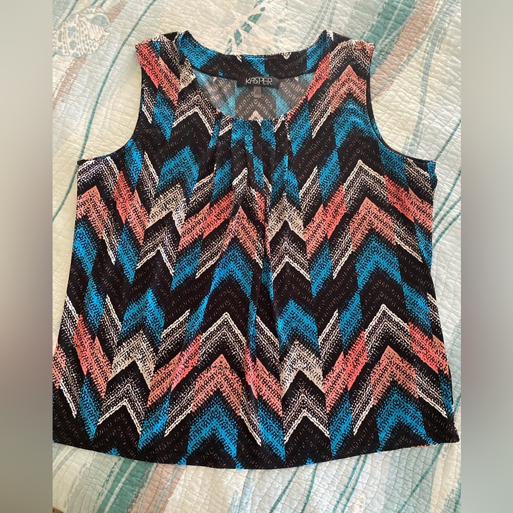 Kasper XL Women's Multicolor Chevron Tank Top